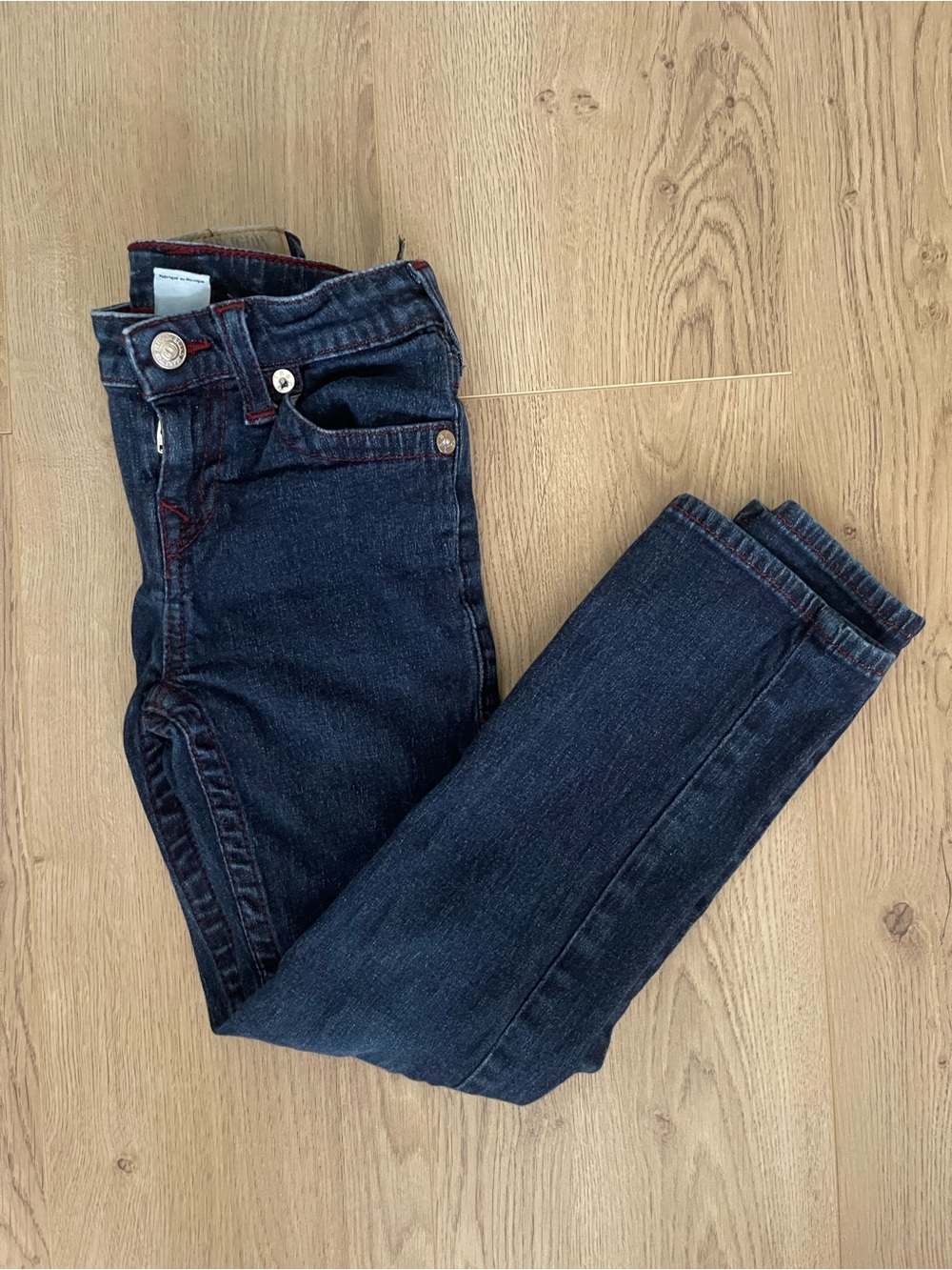 Kids True Religion Dark Indigo Skinny Jeans with Red Stitching (7)